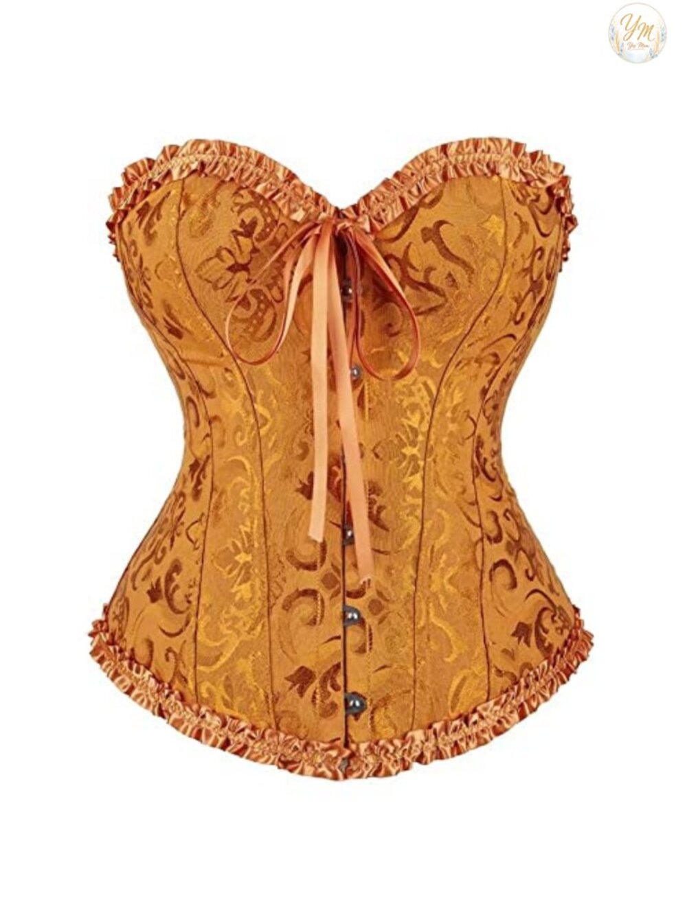 Women's Corset Top Bustier Lingerie Zipper Front Hook Eye Lace Up Back Waist